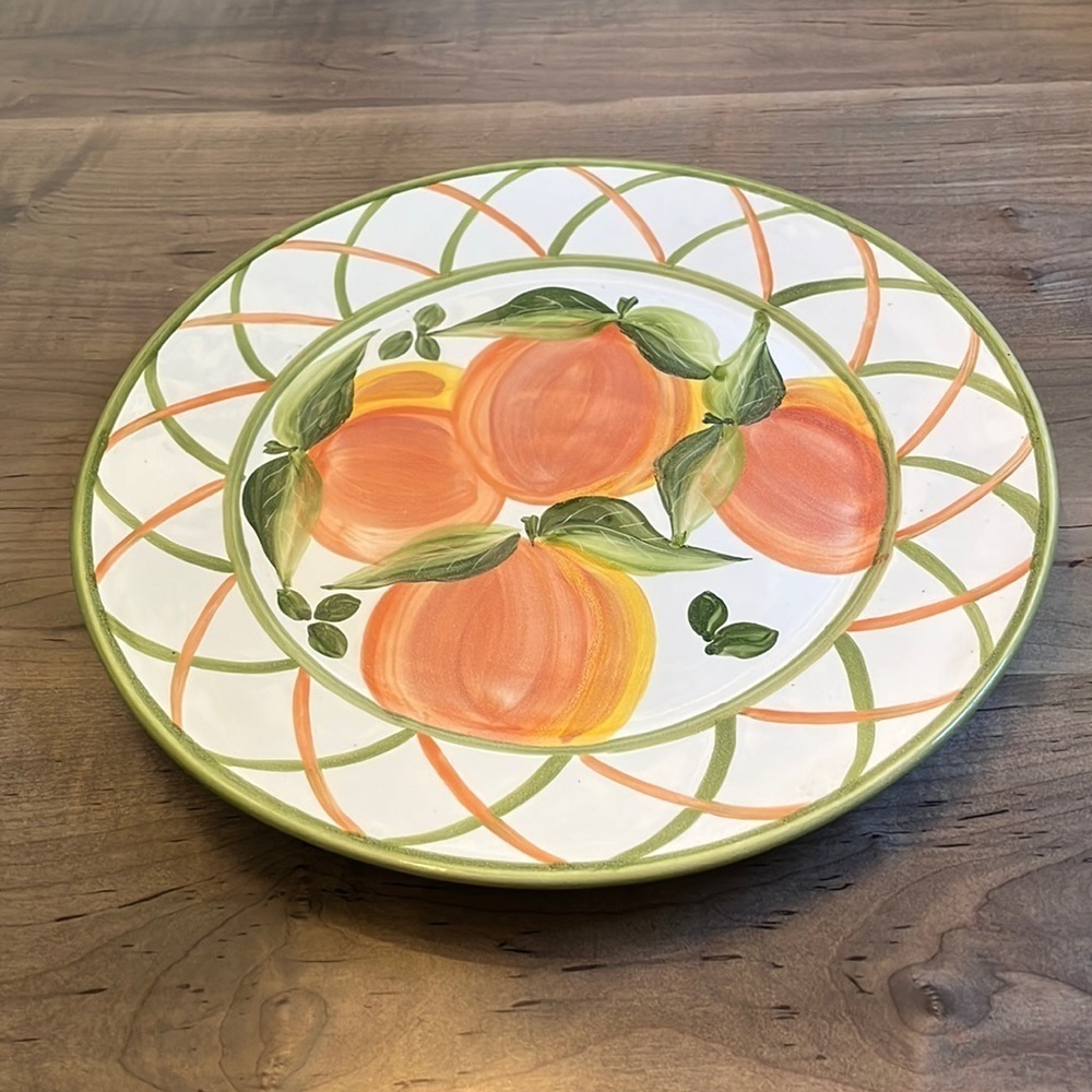 Block Molde Portugal Peaches by Barbara Eugene Hand Painted Platter in EUC